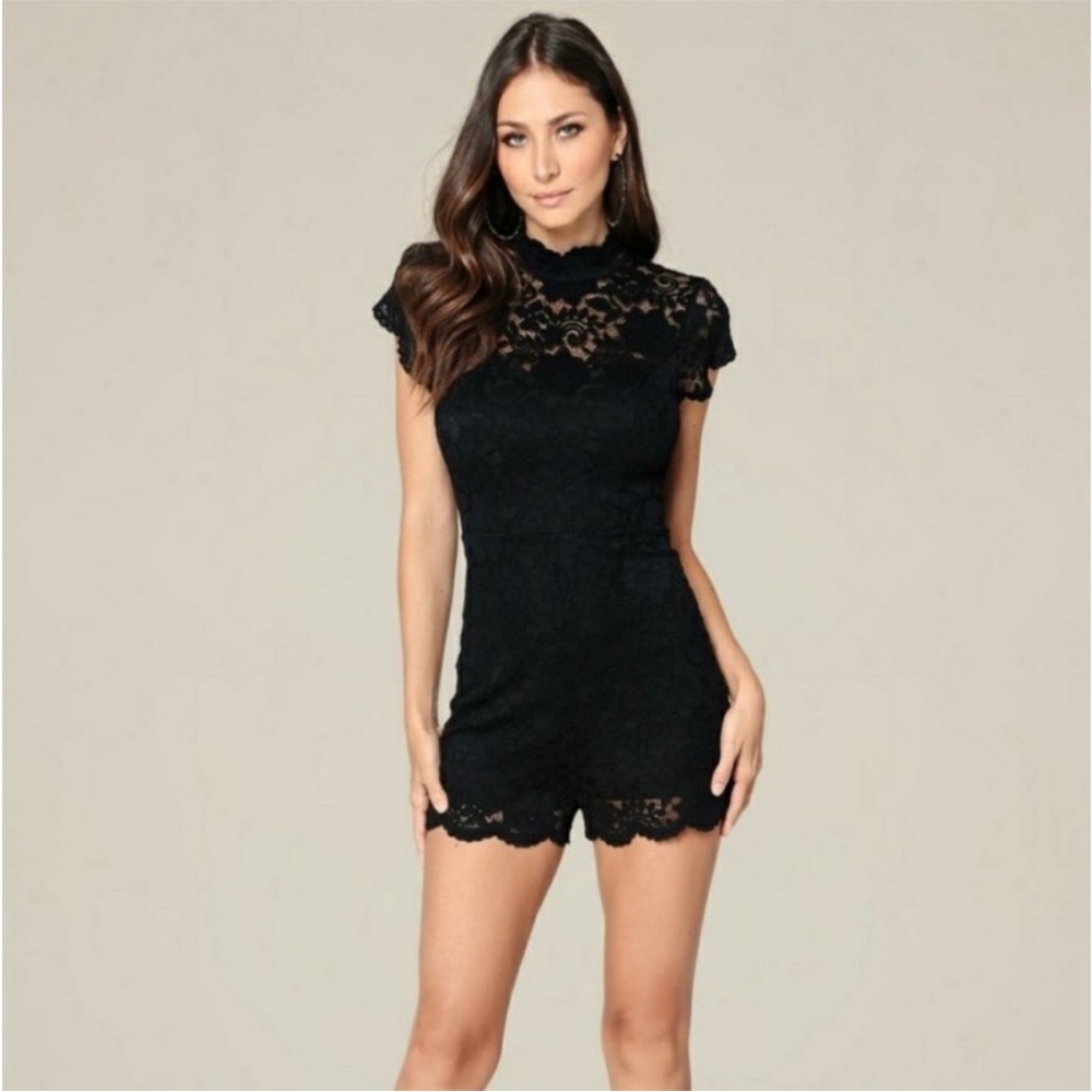BEBE Lace Open-Back Romper - S - Excellent Condition